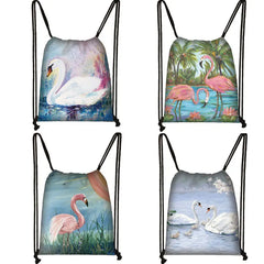 Bird Drawstring Bag for Women Shoulders Storage Shopping Bags