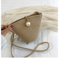 Pearl Dumpling Bag Crossbody Shell Straw Bag Mini Bag