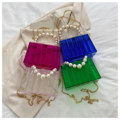 Clear Acrylic Striped Clutch Bag Party Wedding Evening Handbag
