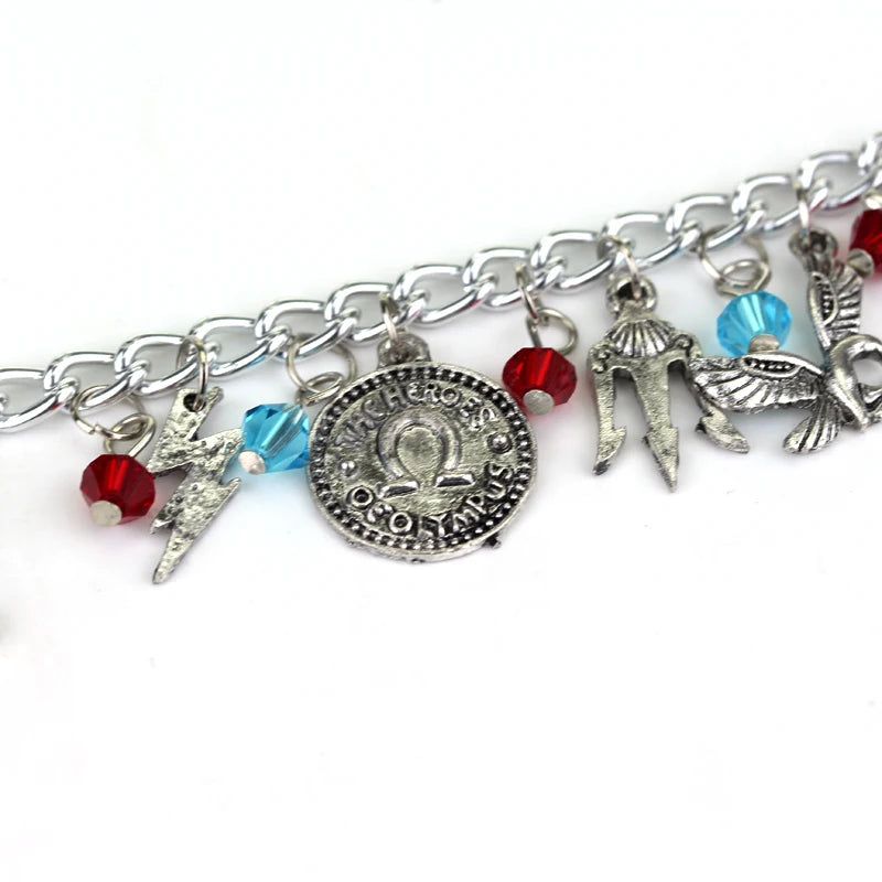 Percy Jackson Crystal Beads Pendent Charm Bracelet Vintage Movie Jewelry