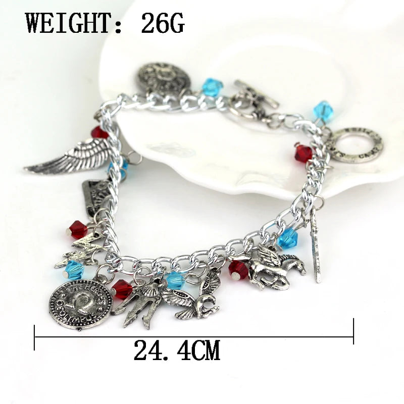 Percy Jackson Crystal Beads Pendent Charm Bracelet Vintage Movie Jewelry