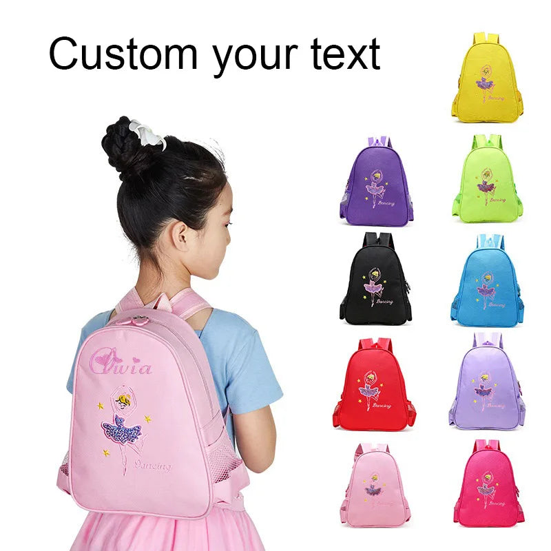 Custom Embroidery Ballerina Bag, Personalised Dance Backpack for Girls