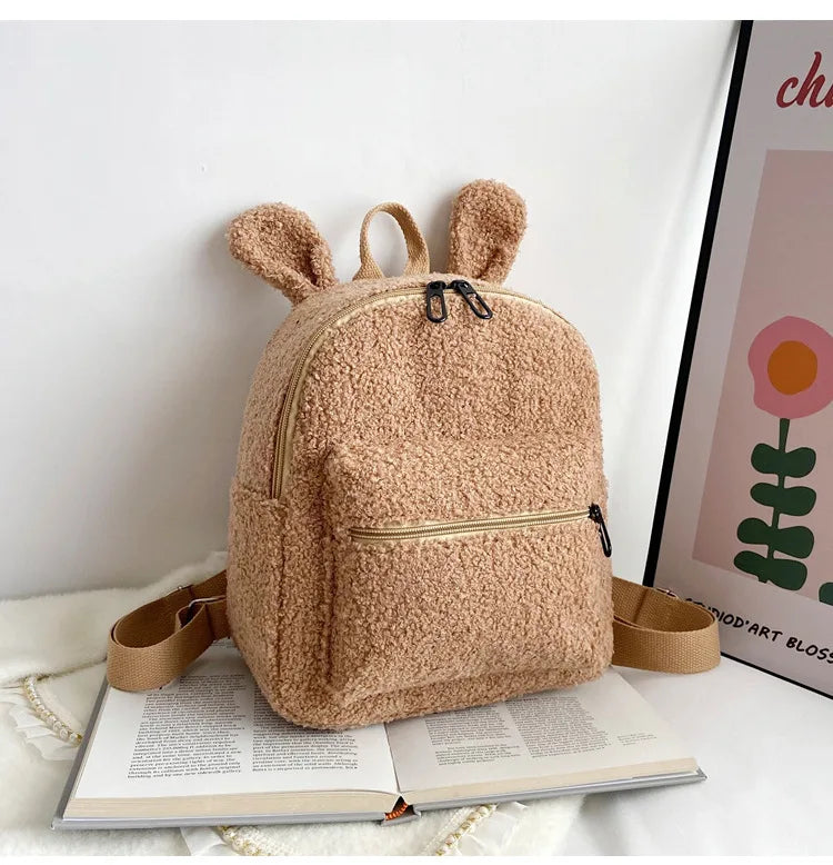 Embroidered Bear Backpack for Kids and Women