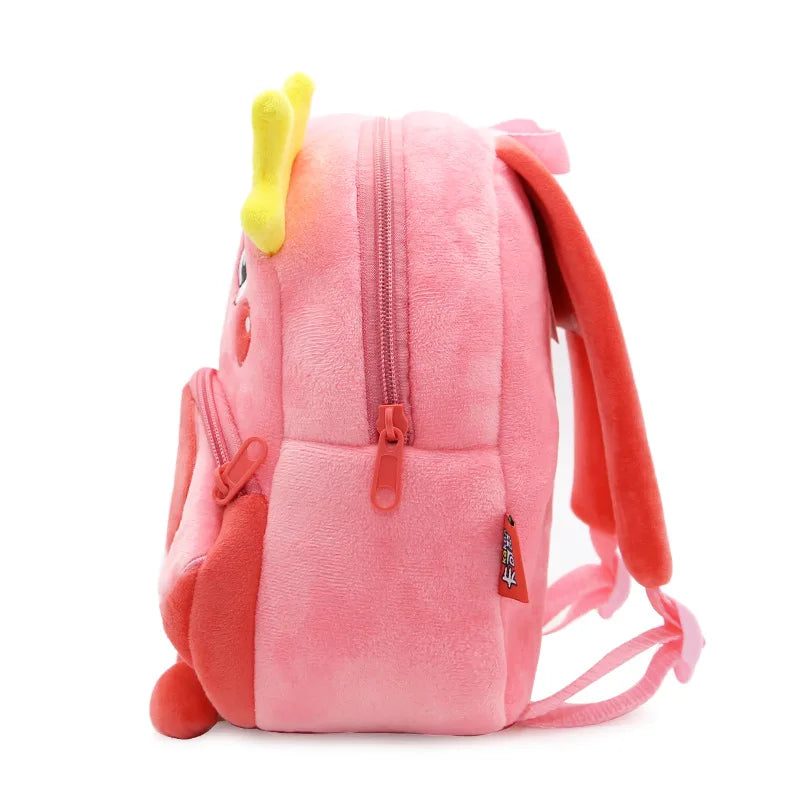 Kids Plush Animal Toddler Backpack, Small Daycare Book Bag