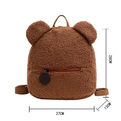 Personalised Bear Pattern Plush Backpack for Girls