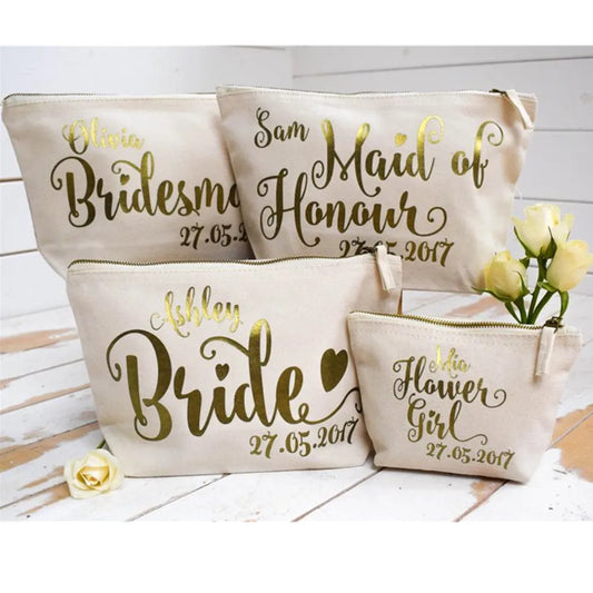 Personalised Foil Wedding Cosmetic Make Up Bag - Mother of Bride Gift