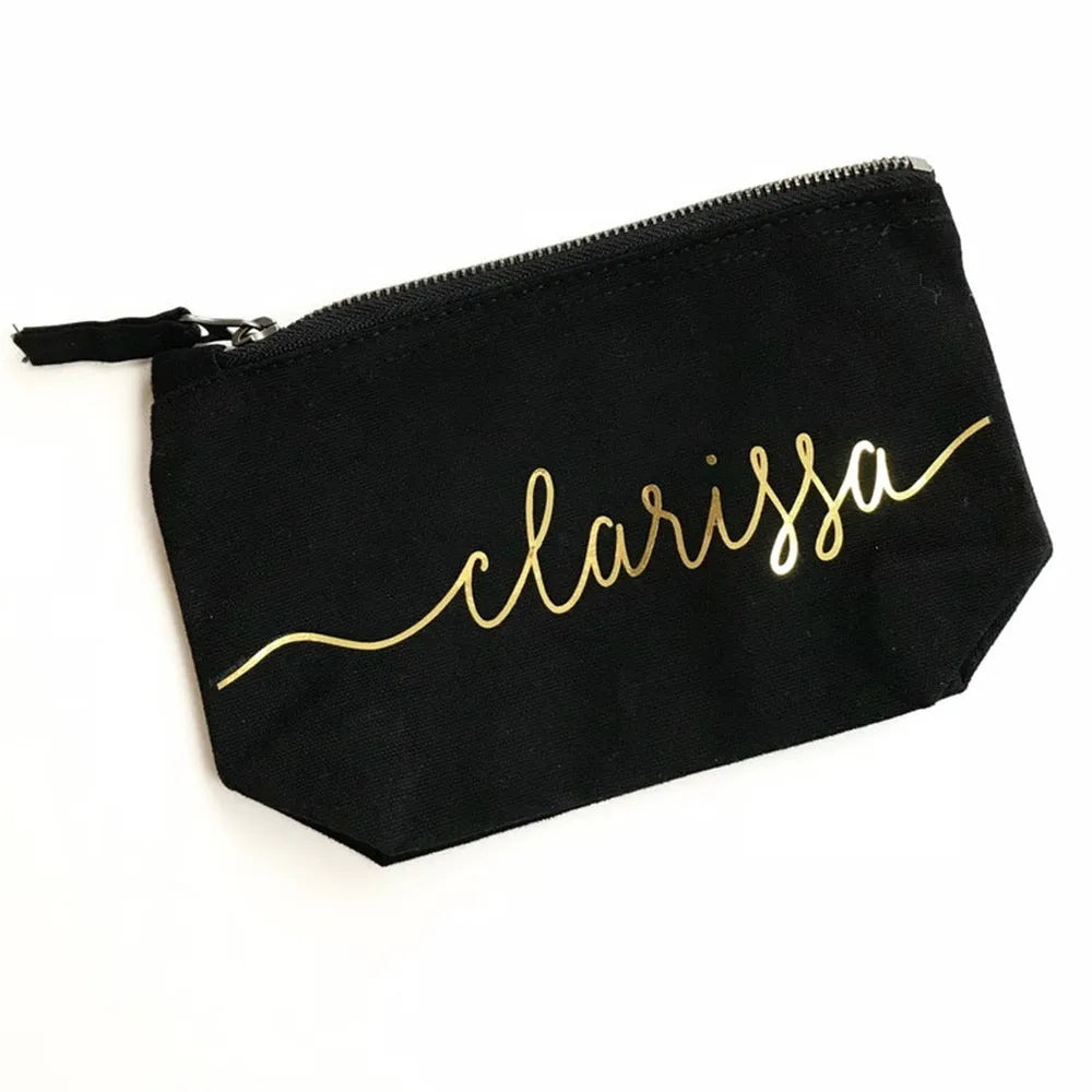 Personalised Monogram Makeup Bag Bride Calligraphy Cosmetic Gift