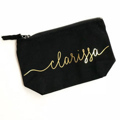 Personalised Monogram Makeup Bag Bride Calligraphy Cosmetic Gift