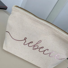 Personalised Monogram Makeup Bag Bride Calligraphy Cosmetic Gift