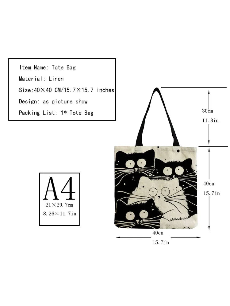 Personality Cartoon Cat Tote Bag Large Capacity Female Handbag