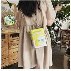 Milk Box Shape Shoulder Bag Printed Drink Bottle Crossbody Bags