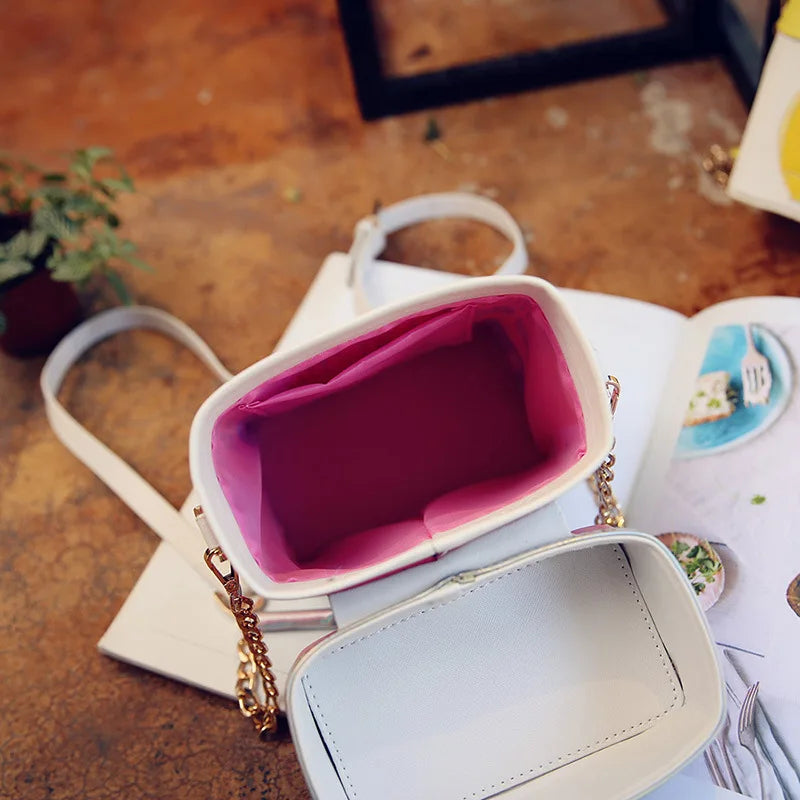 Milk Box Shape Shoulder Bag Printed Drink Bottle Crossbody Bags