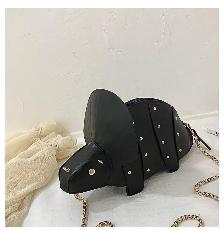 Rivets Dinosaur Shoulder Bag PU Leather Chain Crossbody Messenger Bag
