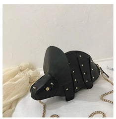 Rivets Dinosaur Shoulder Bag PU Leather Chain Crossbody Messenger Bag