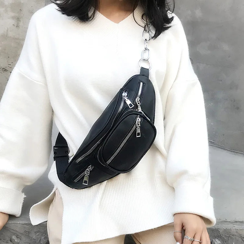 Outdoor Waist Bag Chain Chest Bag Shoulder Messenger Bag Unisex