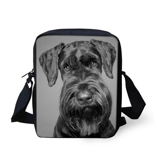 Personalized 3D Animal Schnauzer Print Mini Messenger Bag