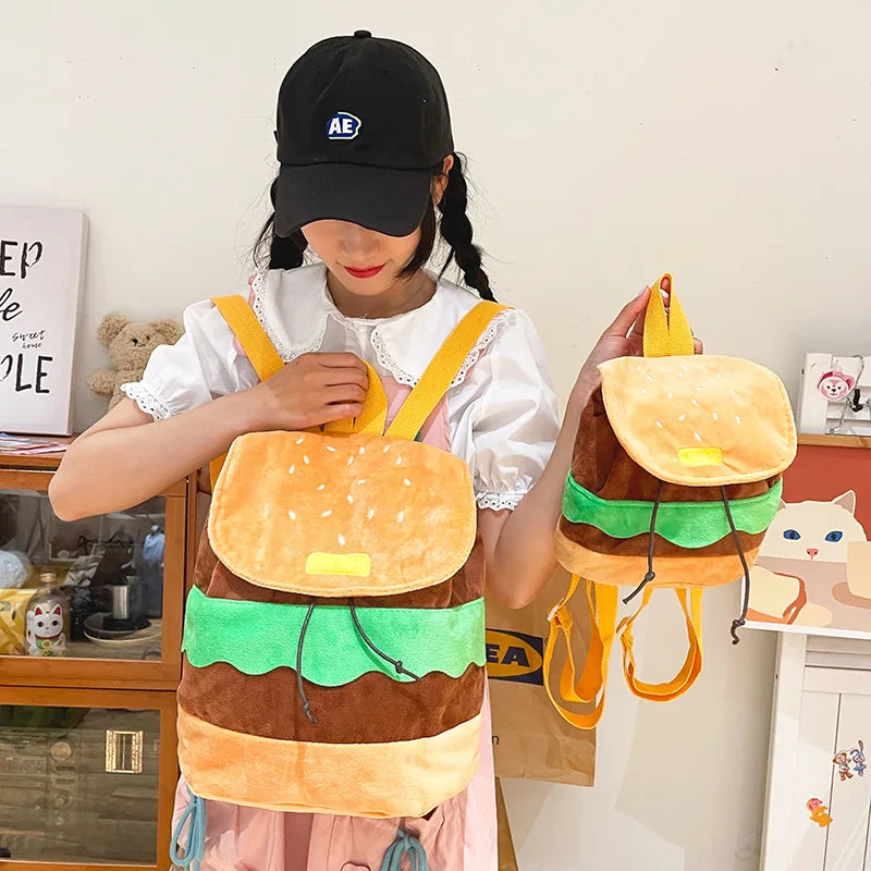 Canvas Hamburger Backpack for Teenagers
