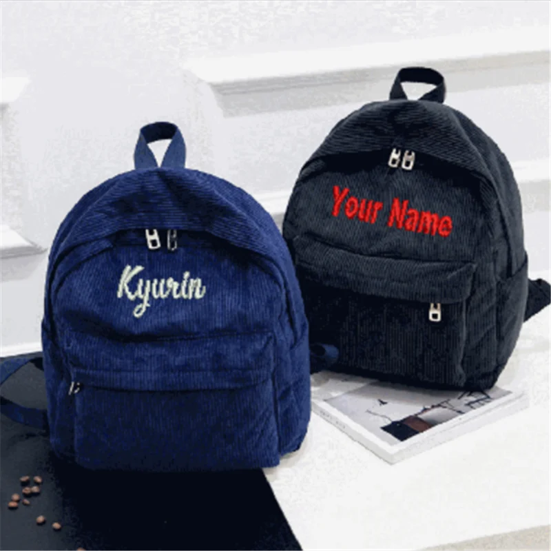 Personalized Corduroy/Khaki Gary Student Backpack Embroidered Name