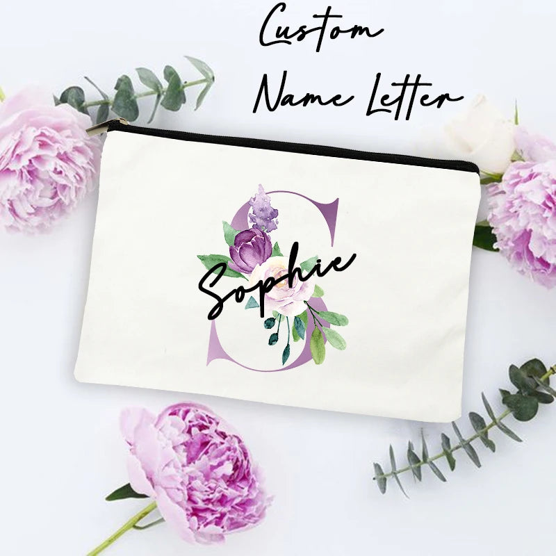 Custom Name Makeup Bag for Bridesmaid Gift