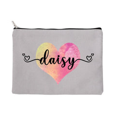 Personalized Love Heart Makeup Bag Monogram Pouch Gift