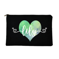Personalized Love Heart Makeup Bag Monogram Pouch Gift