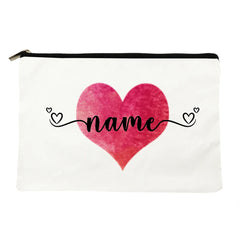 Personalized Love Heart Makeup Bag Monogram Pouch Gift