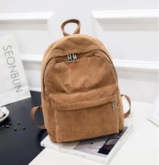 Personalized Embroidered Corduroy Travel Bag Student Backpack
