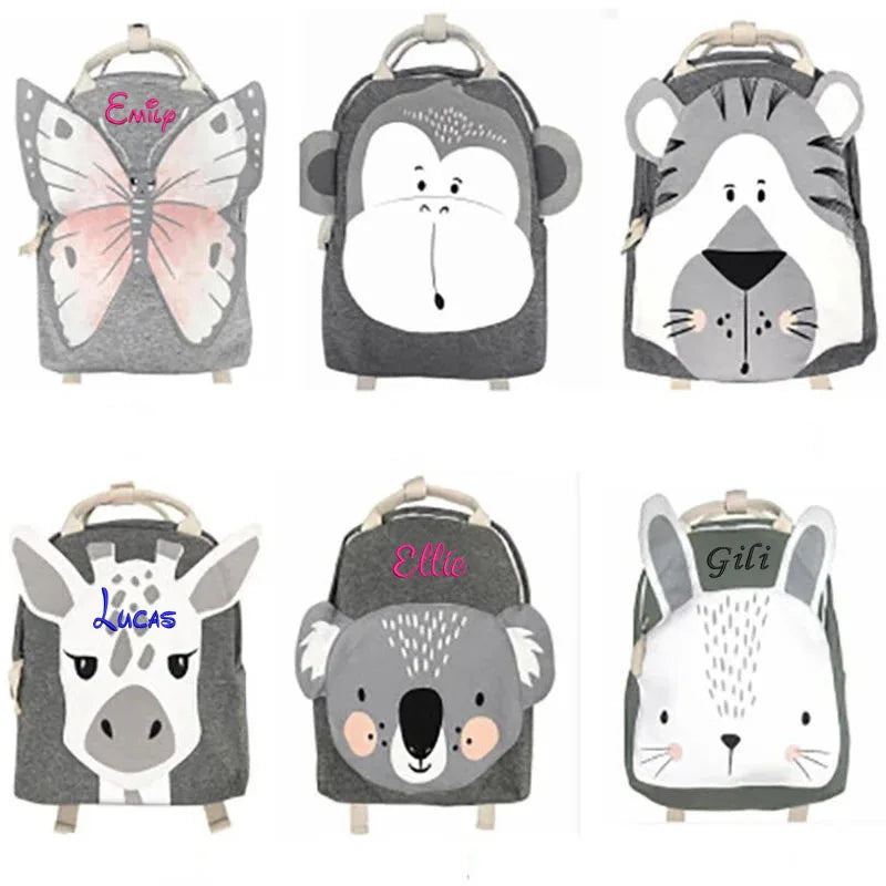 Personalized Embroidery Children Backpack Animals Girl Boys Backpack