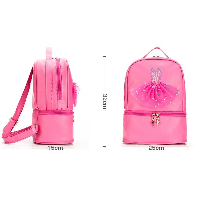 Kids Dance BackBag Ballerina Pink Duffel for Ballet Class