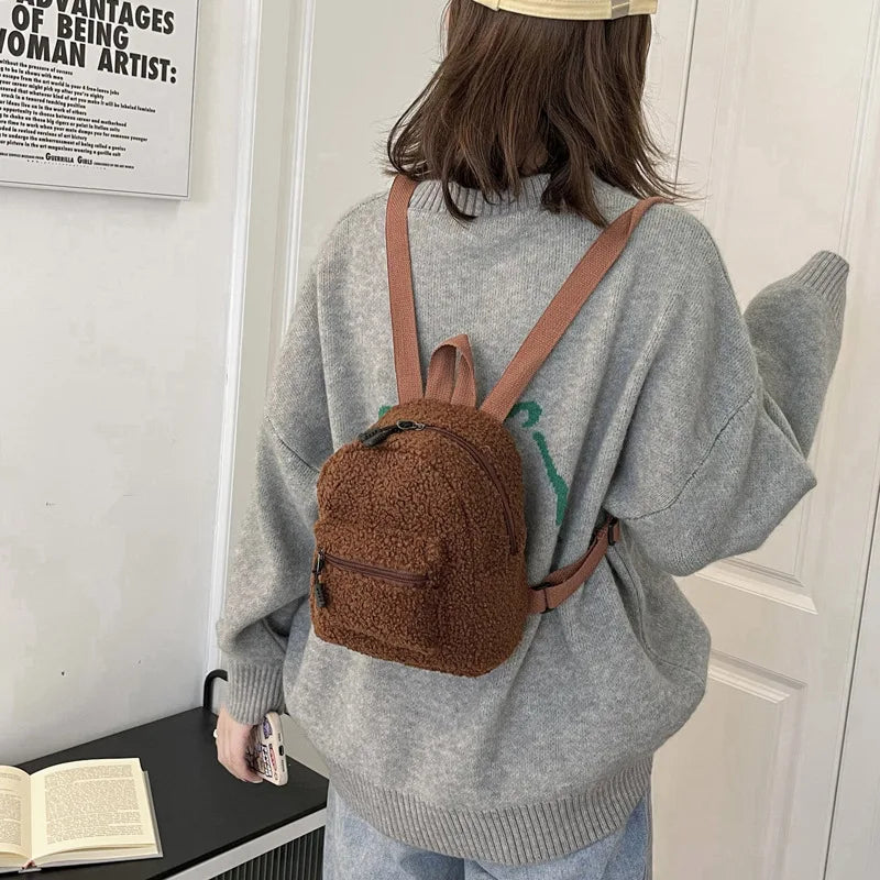 Personalized Embroidery Mini Girls' Backpack Plush Women's Backpack
