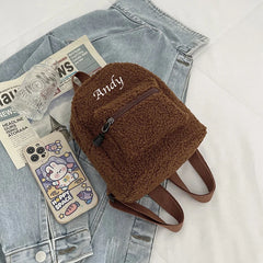Personalized Embroidery Mini Girls' Backpack Plush Women's Backpack