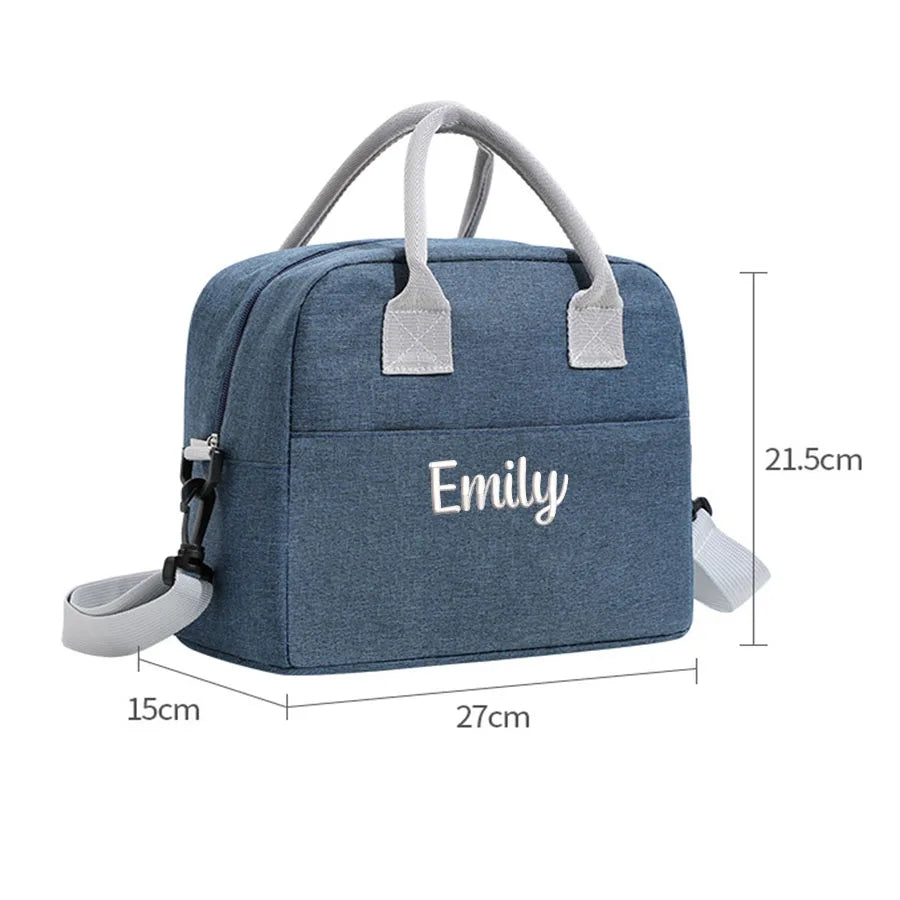 Personalized Embroidery Insulated Lunch Bag Waterproof Lightweight High Capacity