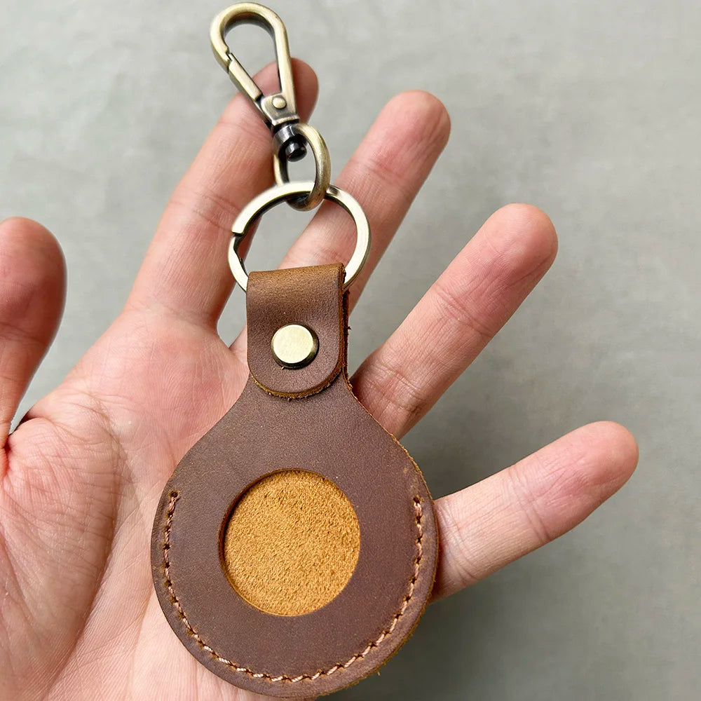 Engrave Leather Keychain Wallet with Airtag Slot Airtag Keychain