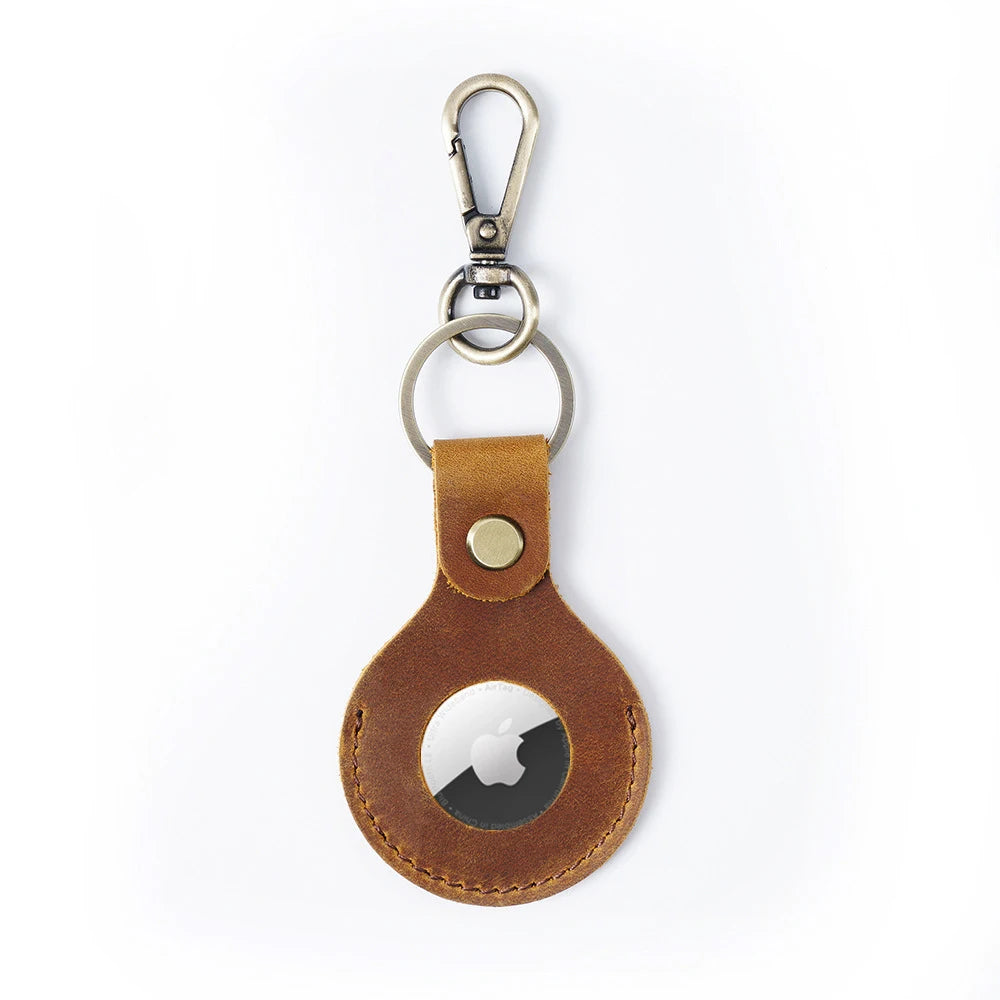 Engrave Leather Keychain Wallet with Airtag Slot Airtag Keychain