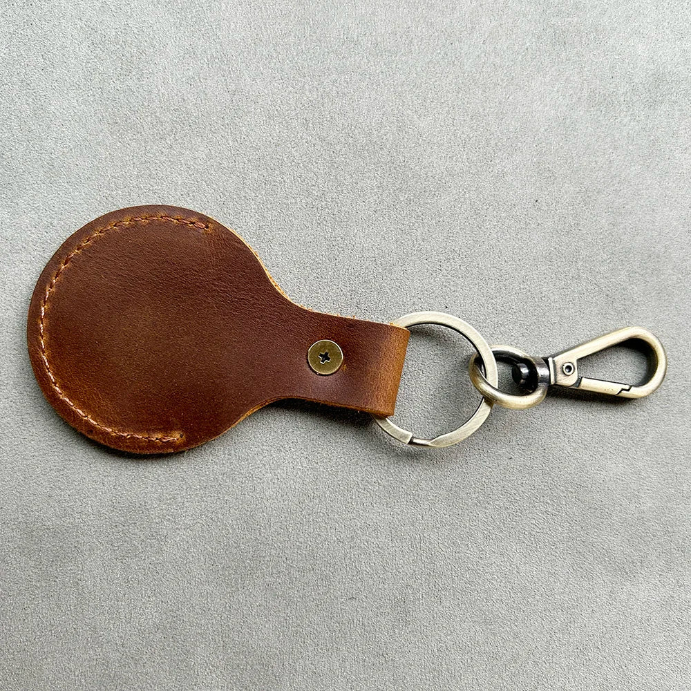 Engrave Leather Keychain Wallet with Airtag Slot Airtag Keychain