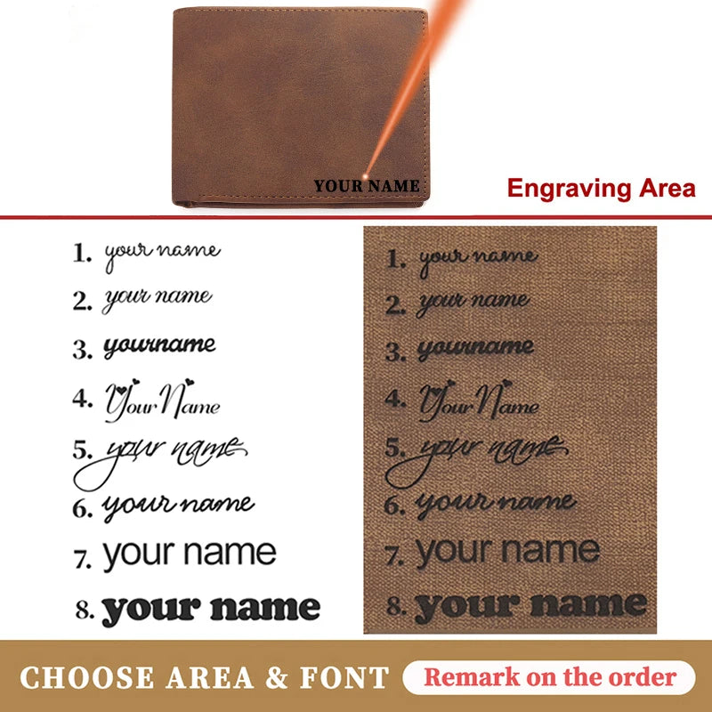 Personalized Men's PU Leather Laser Name Wallet