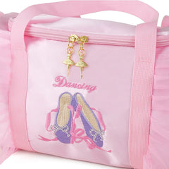 Personalized Girls Ballerina Dance Bag Pink Lace Duffel w/ Name Embroidery