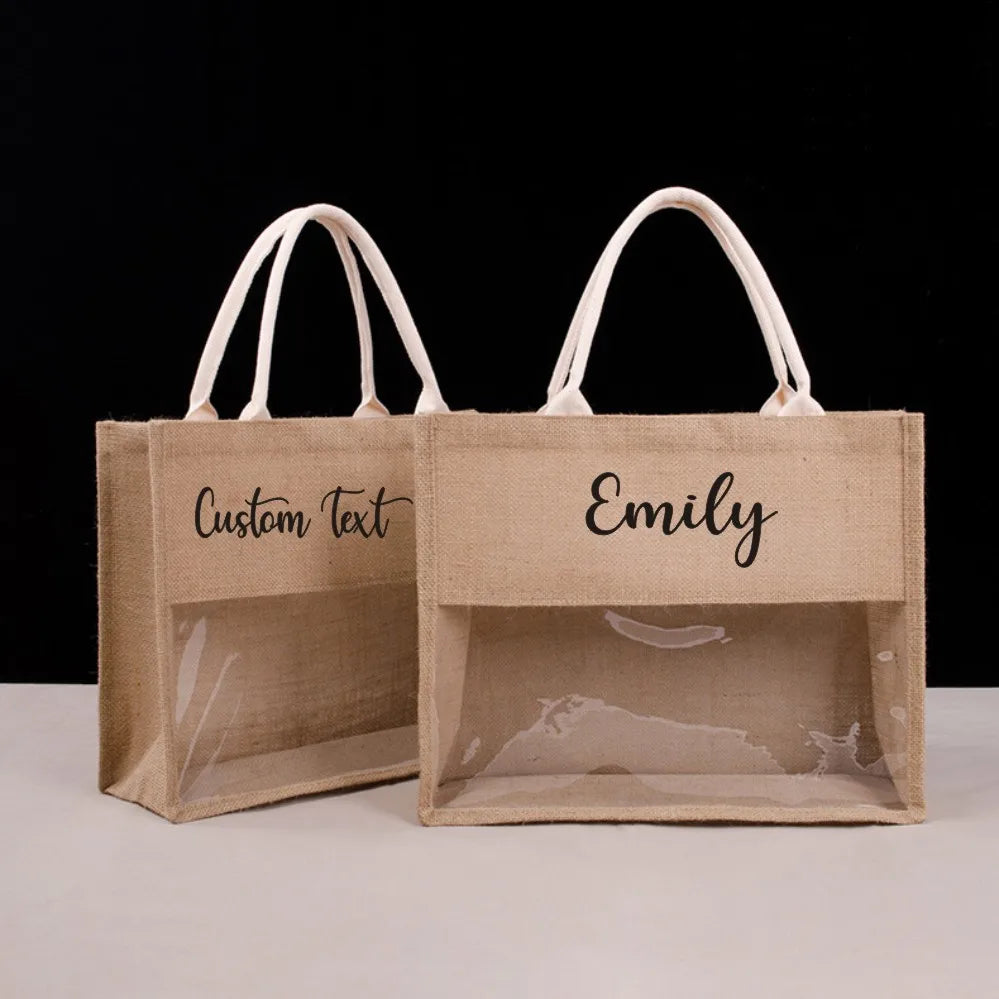 Personalized Large Beach Tote Bridesmaid Bag with Name