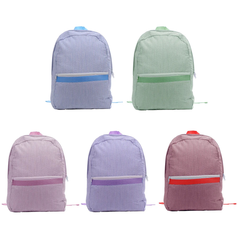 Personalized Monogrammed Seersucker Backpack Kids Striped School Bags