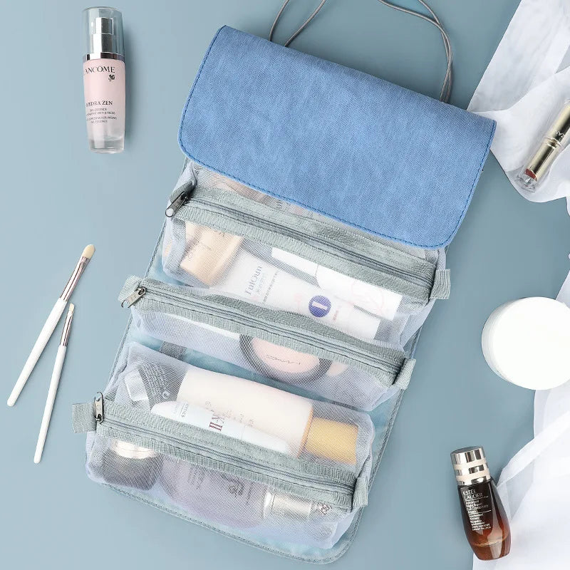 Personalized PU Folding Cosmetic Bag Removable Portable Cosmetic Storage