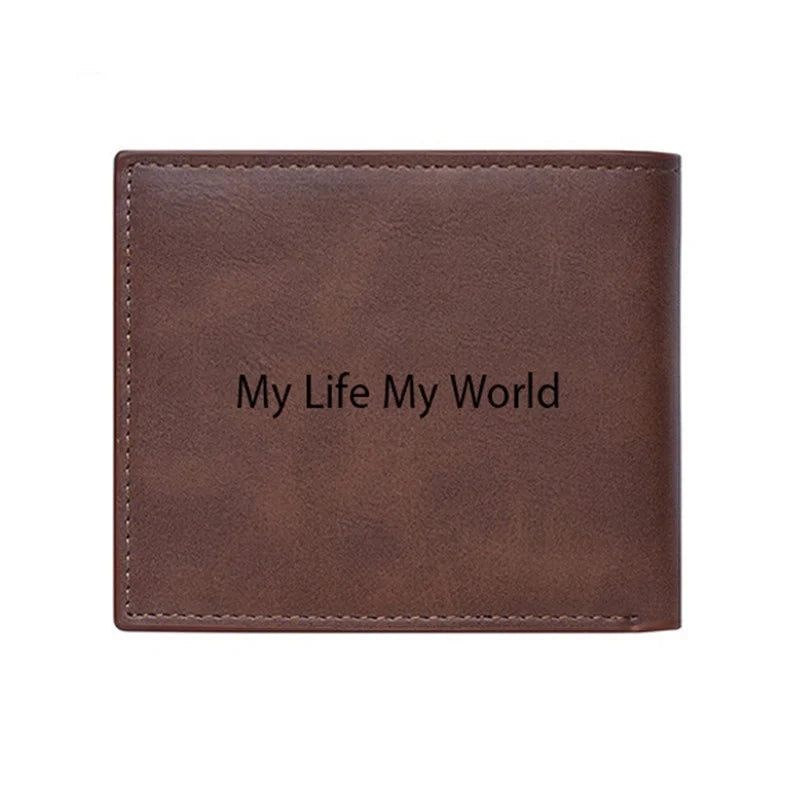 Custom Men's Photo Flip Wallet Engraved Dark Brown