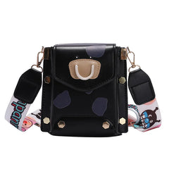 Wide Shoulder Belt Women Messenger Bag Cow Small Square Bag