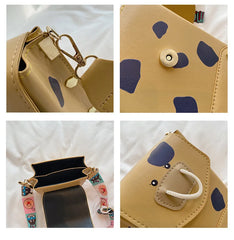 Wide Shoulder Belt Women Messenger Bag Cow Small Square Bag
