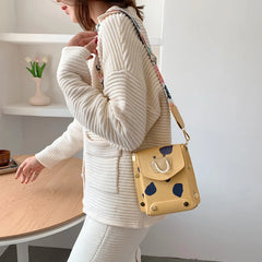 Wide Shoulder Belt Women Messenger Bag Cow Small Square Bag
