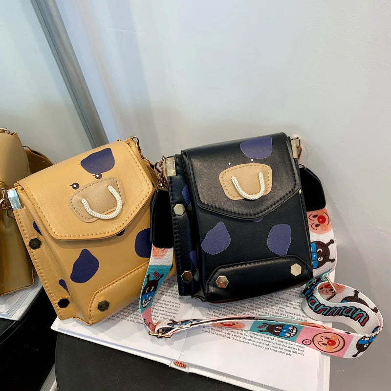 Wide Shoulder Belt Women Messenger Bag Cow Small Square Bag