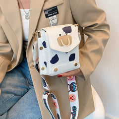 Wide Shoulder Belt Women Messenger Bag Cow Small Square Bag