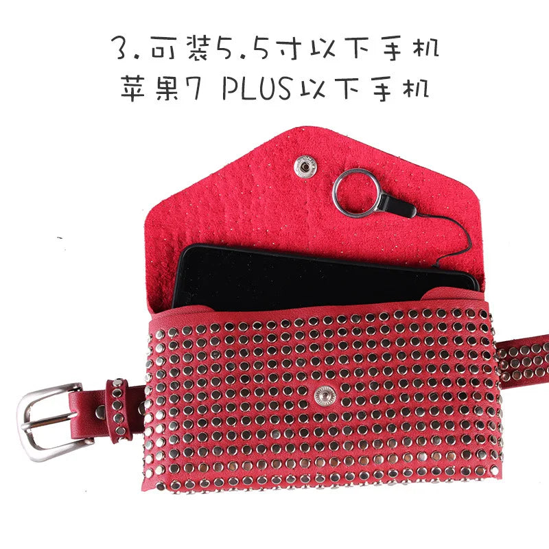 Stylish Rivet Belt Ladies Punk Rock Style Belt Bag