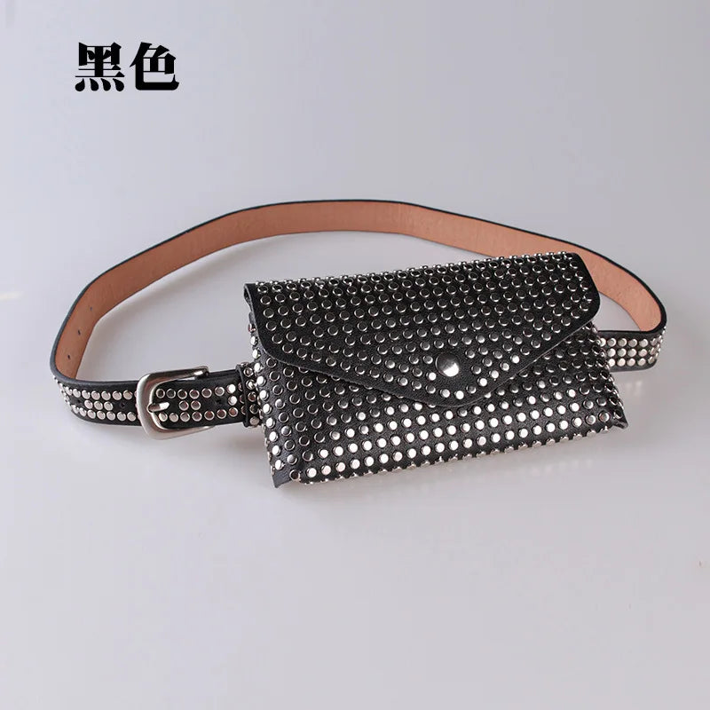Stylish Rivet Belt Ladies Punk Rock Style Belt Bag