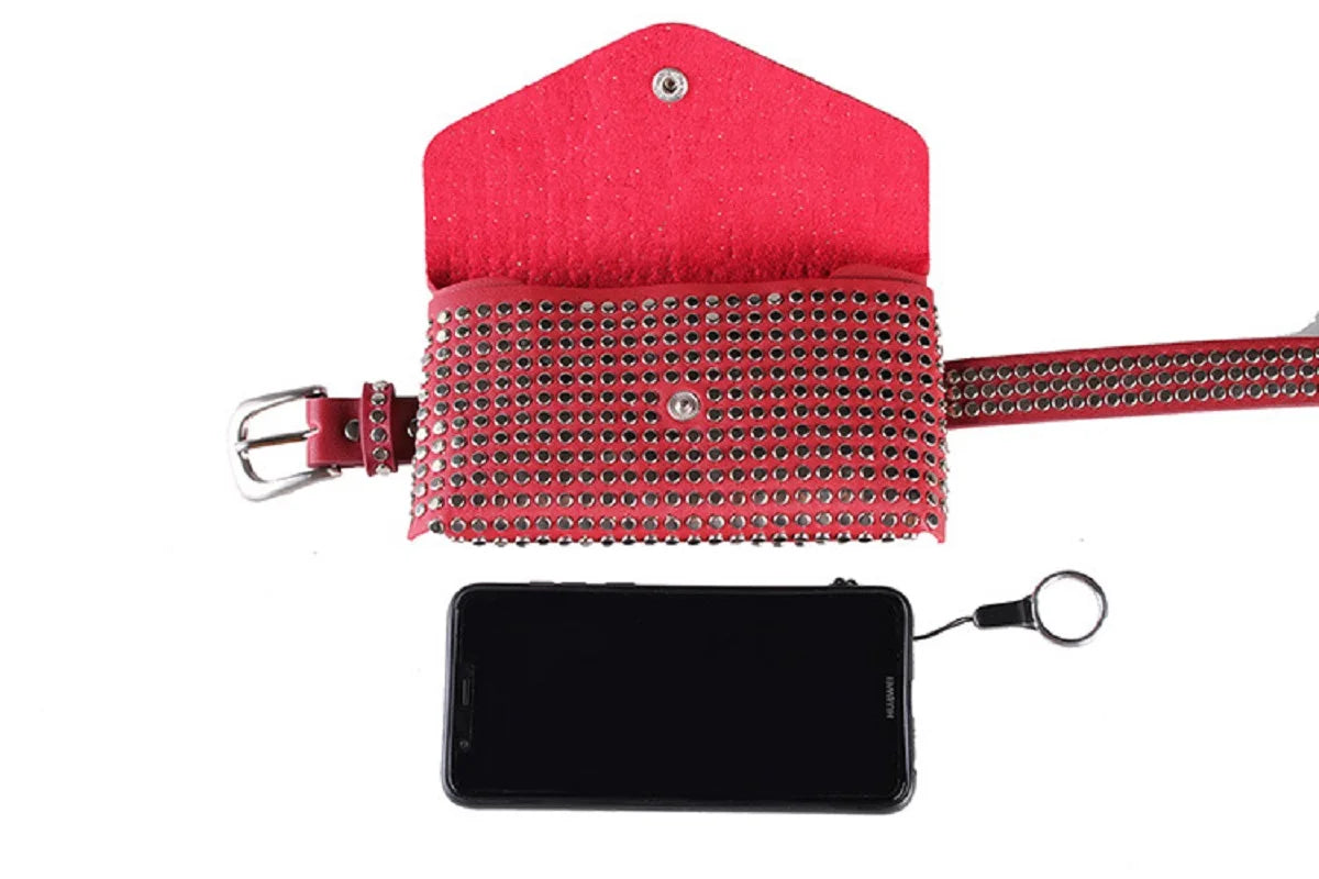 Stylish Rivet Belt Ladies Punk Rock Style Belt Bag
