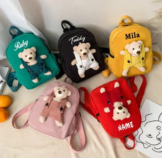 Personalized Toddler Backpack Plush Bear Preschool Bag Kids Name Backpack